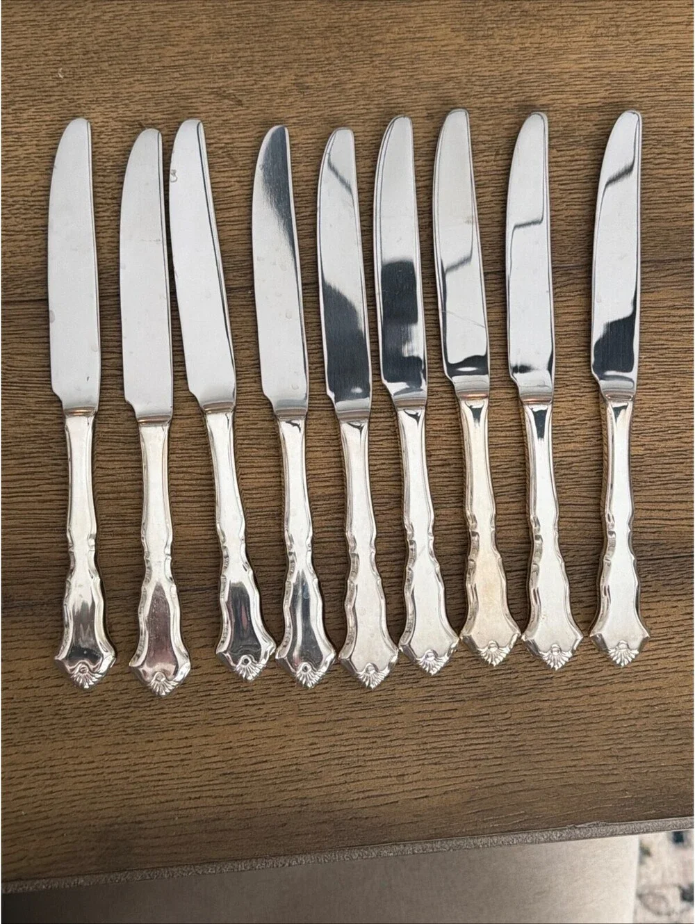 Wallace Deep Silver Centennial Silverplate Dinner Knives - Set of 9